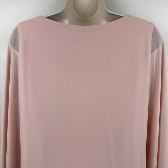 NEW Xscape Dress Beaded Chiffon Capelet Cape Overlay Embellished Blush 8 Event - Picture 8 of 15